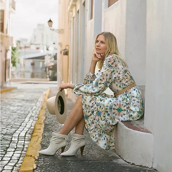 ✨ Anthropologie Chiara Watercolor Midi Dress Sz 12 - Picture 1 of 7